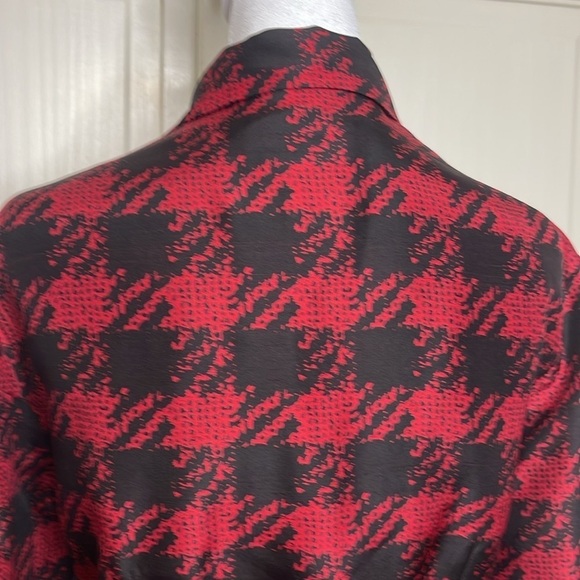ICE Women’s Red Buffalo Plaid Silk Wrap Blazer Long Sleeve Size 12 - Picture 7 of 10